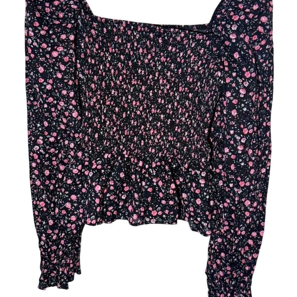Dizzy Lizzy Women's XL Black Pink‎ Floral Long Sleeve Top